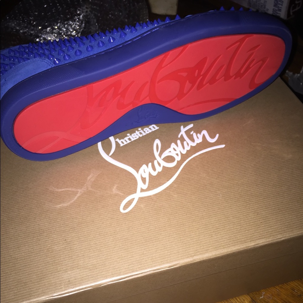 Red Bottoms Blue Spike Christian Louboutin